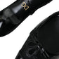 Black Leather Mesh High Heels Slingback Shoes