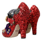 Red Sequined Crystal Mary Janes Pumps Shoes