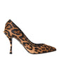 Brown Leopard Calf Hair Heels Pumps Shoes