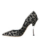 Silver Black Leopard Lurex Heels Pumps Shoes