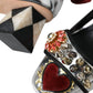 Silver Embellished Leather Heels Pumps Shoes