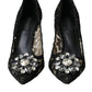 Black Taormina Lace Crystal Heel Pumps Shoes