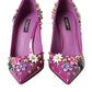 Purple Embellished High Heels Pumps Shoes