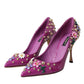 Purple Embellished High Heels Pumps Shoes