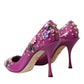 Purple Embellished High Heels Pumps Shoes