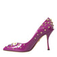 Purple Embellished High Heels Pumps Shoes