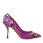 Purple Embellished High Heels Pumps Shoes