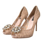 Beige Taormina Lace Crystal Heels Pumps Shoes