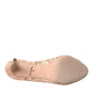 Beige Taormina Lace Crystal Heels Pumps Shoes