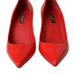 Red Patent Leather Kitten Heels Pumps Shoes