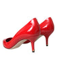Red Patent Leather Kitten Heels Pumps Shoes