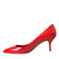 Red Patent Leather Kitten Heels Pumps Shoes