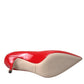 Red Patent Leather Kitten Heels Pumps Shoes