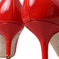 Red Patent Leather Kitten Heels Pumps Shoes