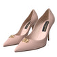 Beige Lamb Leather Logo Pumps Heels Shoes