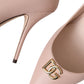 Beige Lamb Leather Logo Pumps Heels Shoes