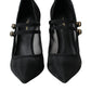 Black Mesh Mary Janes Heels Pumps Shoes