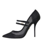Black Mesh Mary Janes Heels Pumps Shoes