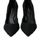 Black Cordonetto Ricamo Pump Heels Shoes