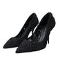 Black Cordonetto Ricamo Pump Heels Shoes