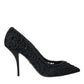Black Cordonetto Ricamo Pump Heels Shoes