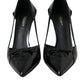 Black Calf Leather Pointed Heels Pumps Shoes