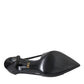 Black Calf Leather Pointed Heels Pumps Shoes