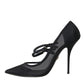 Black Mesh Mary Janes Heels Pumps Shoes
