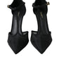 Black Mesh T-strap Stiletto Heel Pumps Shoes