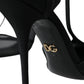 Black Mesh T-strap Stiletto Heel Pumps Shoes