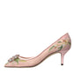 Pink Floral Crystal Bellucci Pumps Shoes
