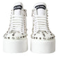 White Canvas Studded Sneakers Boots Shoes