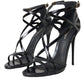 Black Bellucci Leather Heels Sandals Shoes