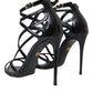 Black Bellucci Leather Heels Sandals Shoes