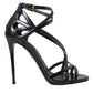 Black Bellucci Leather Heels Sandals Shoes