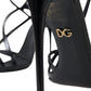 Black Bellucci Leather Heels Sandals Shoes