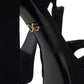 Black Leather Platform Heels Sandals Shoes
