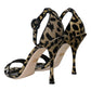 Gold Leopard Lurex High Heel Sandals Shoes