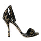 Gold Leopard Lurex High Heel Sandals Shoes