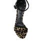Gold Leopard Lurex High Heel Sandals Shoes