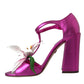Fuchsia Flower Crystals Heels Sandals Shoes