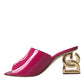 Fuchsia DG Logo Heels Slides Sandals Shoes