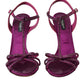Purple Strass Ankle Strap Heels Sandals Shoes