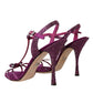 Purple Strass Ankle Strap Heels Sandals Shoes