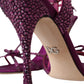Purple Strass Ankle Strap Heels Sandals Shoes