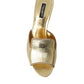 Gold Leather Slides Heels Sandals Shoes
