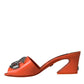 Orange DG Logo Slides Heels Sandals Shoes