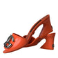 Orange DG Logo Slides Heels Sandals Shoes