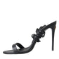 Black Suede Strap Sandals Stilettos Shoes
