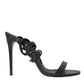 Black Suede Strap Sandals Stilettos Shoes